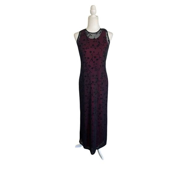 Y2k red and black sheer floral romantic bodycon maxi dress - Picture 1 of 7